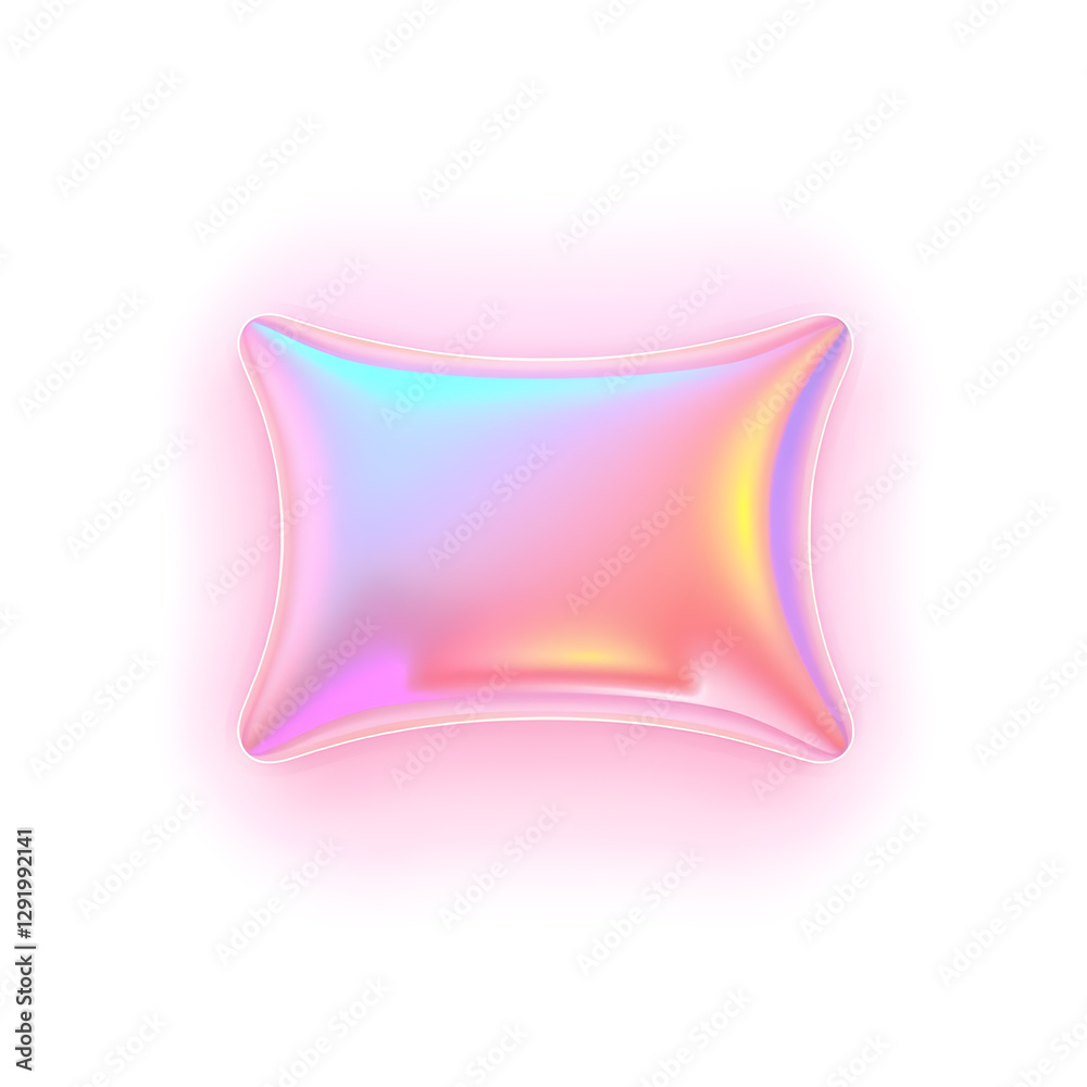 Pillow holographic 3D icon. neon symbol vector illustration isolated on white background. Generative AI Pillow holographic 3D icon. neon symbol vector illustration isolated on white background. Generative AI
