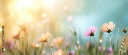 cosmos flowers in a sunny field