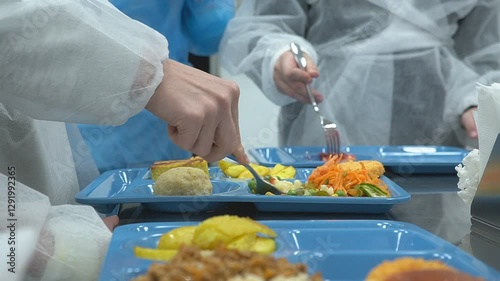 Tray with quickly prepared lunch