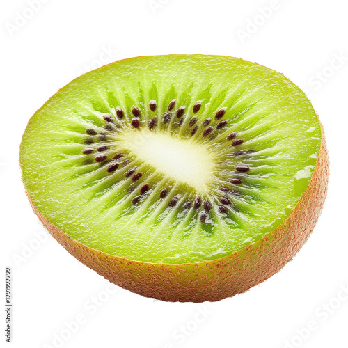 Bright green kiwi slice isolated on Transparent background showcasing its rich texture and vibrant color, kiwi sliceisolated on PNG background photo