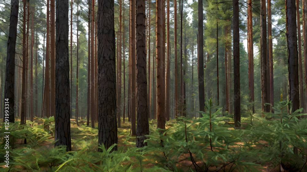 Naklejka premium trees in the forest, ai generated