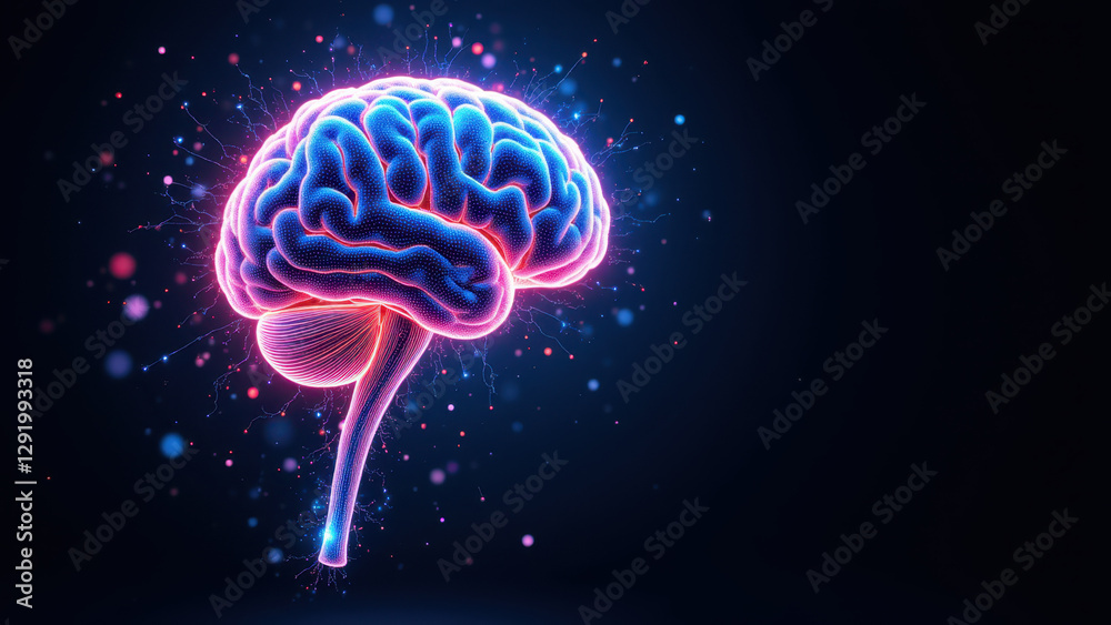 Artificial General Intelligence represented by a stylized brain graphic with digital effects. Artificial General Intelligence represented by a stylized brain graphic with digital effects.