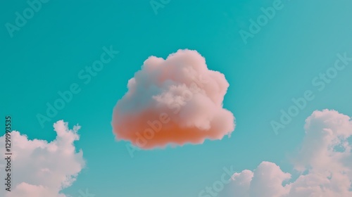Wallpaper Mural Pink cloud floats mid-air, white clouds below. Use concept art, weather app Torontodigital.ca