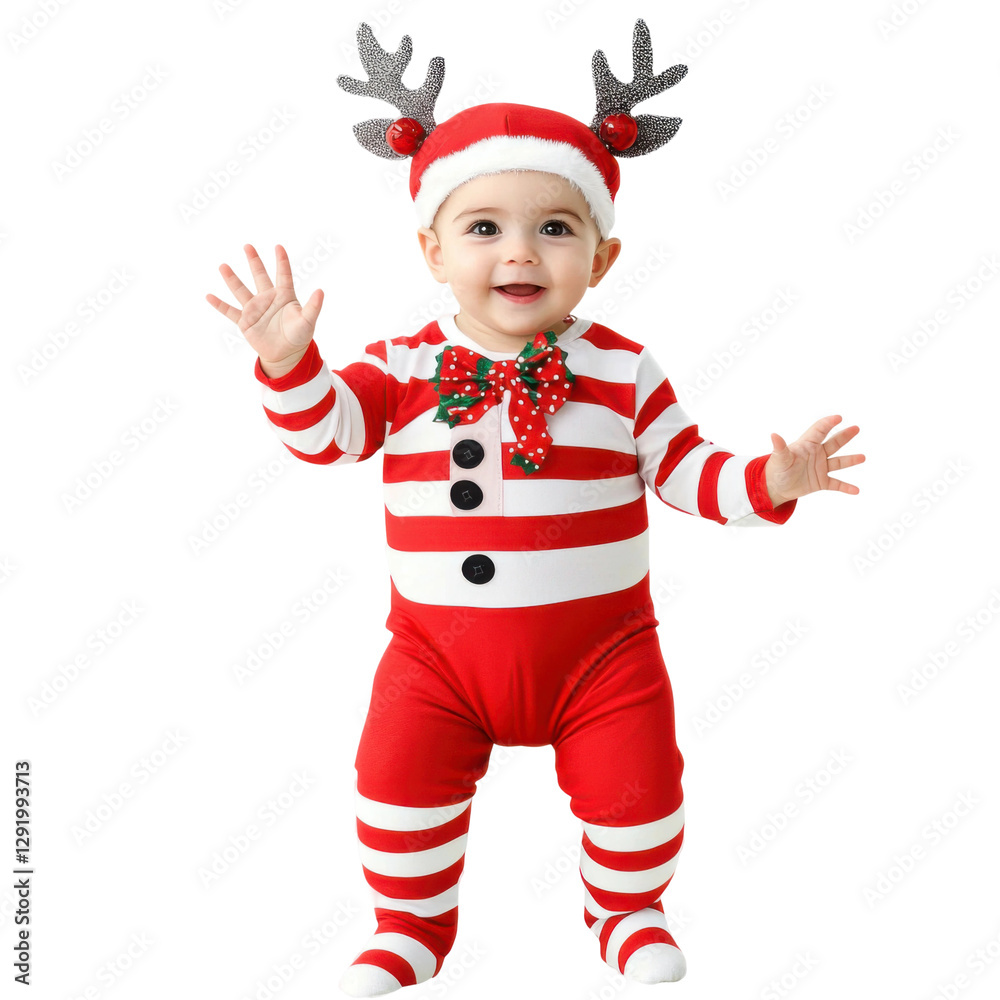 Cute boy in red christmas reindeer costume indoor celebration child photography festive environment joyful viewpoint Cute boy in red christmas reindeer costume indoor celebration child photography festive environment joyful viewpoint