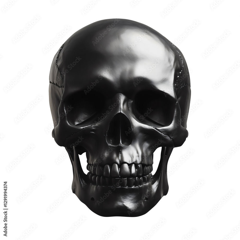Fototapeta premium black skull with realistic details isolated png transparent cutout