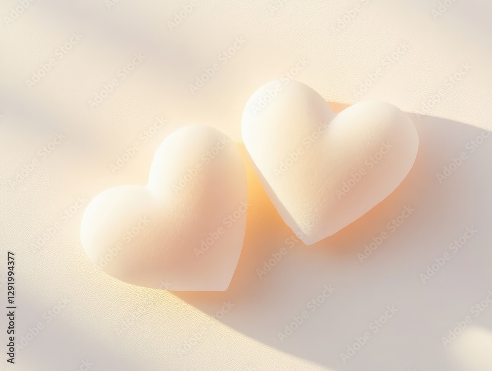 two hearts on a cream colored background two hearts on a cream colored background