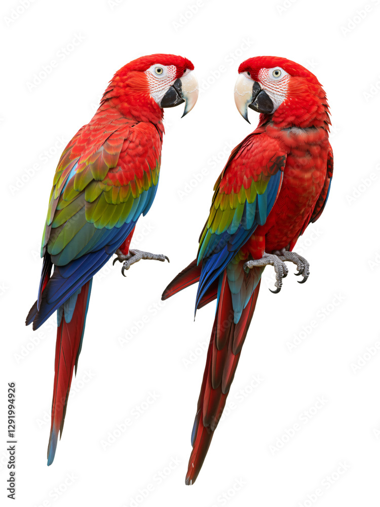 Fototapeta premium Majestic Macaws in Different Poses transparent png background