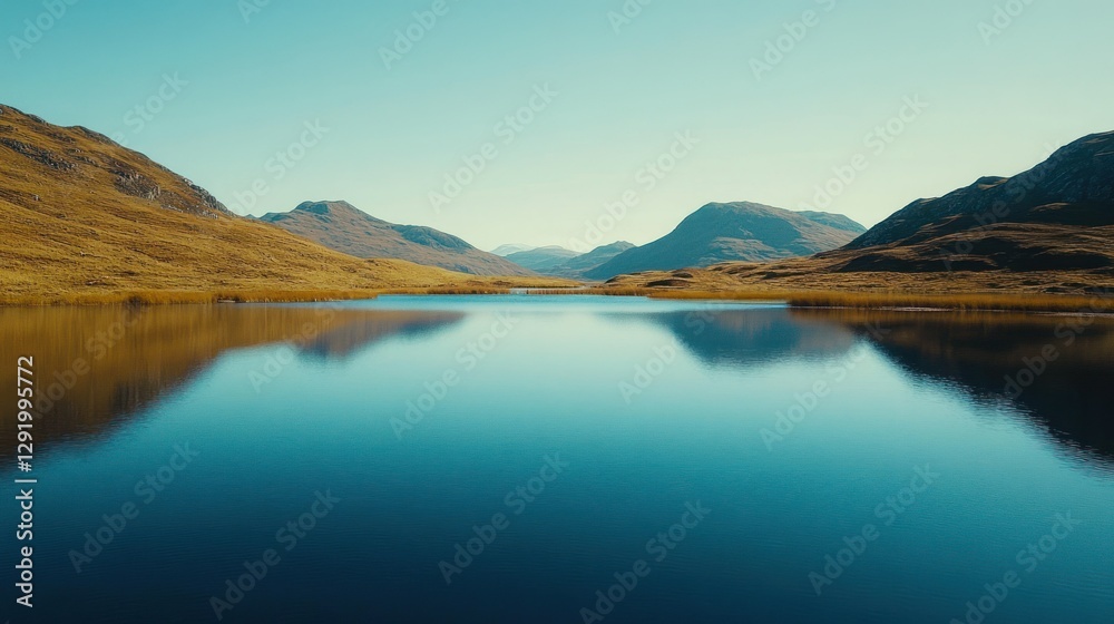 Serene mountain lake reflection, tranquil landscape Serene mountain lake reflection, tranquil landscape