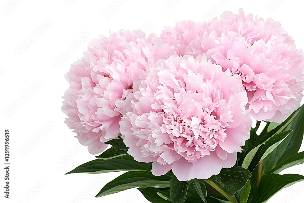 Pink Peony Bouquet Close-up Against White Background Pink Peony Bouquet Close-up Against White Background
