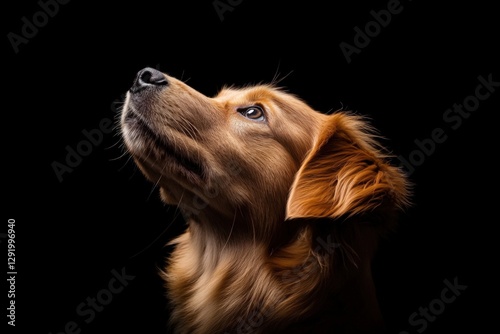 Wallpaper Mural golden retriever dog looking up on black background Torontodigital.ca