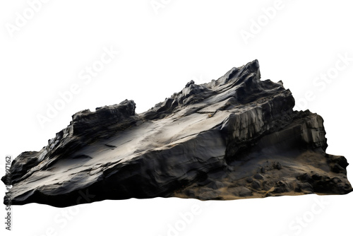 jagged black rock with rough texture isolated png transparent cutout