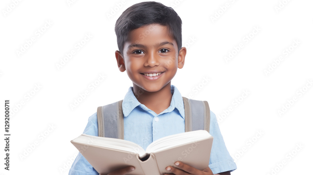 kid holding an open book, smiling confidently, education and knowledge theme, isolated on a white background kid holding an open book, smiling confidently, education and knowledge theme, isolated on a white background