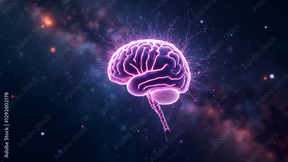 Fototapeta premium brain activity: neon neural net, cosmos design