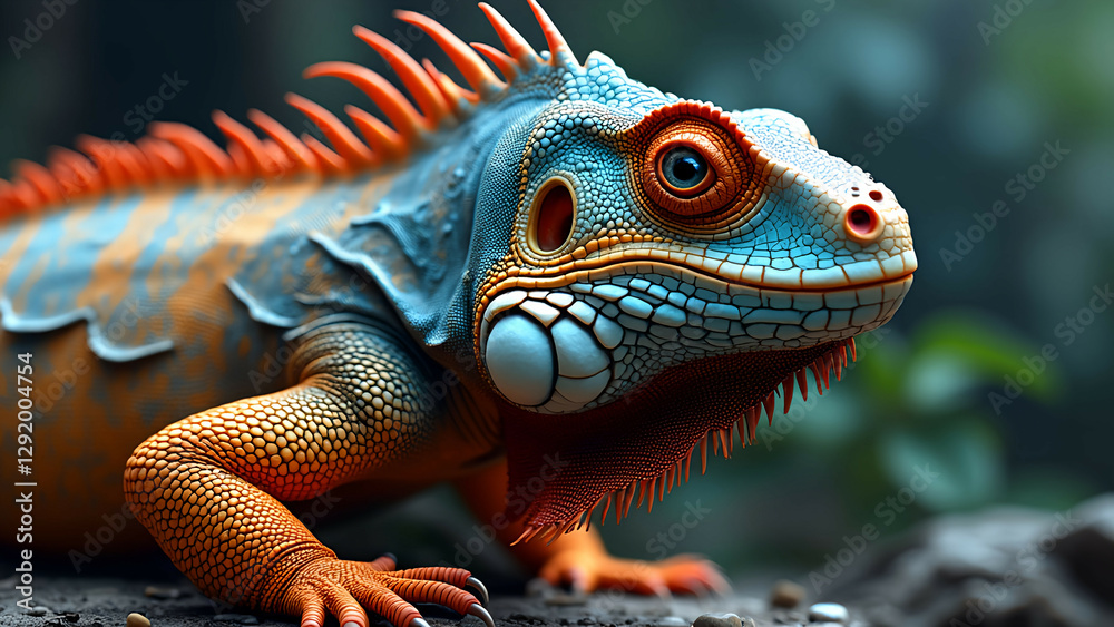 Fototapeta premium modern digital iguana, spectacular illustration