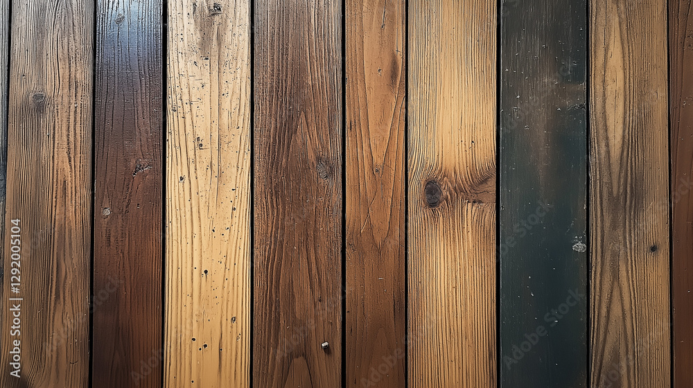 Fototapeta premium Textured wooden planks in various shades on a rustic background