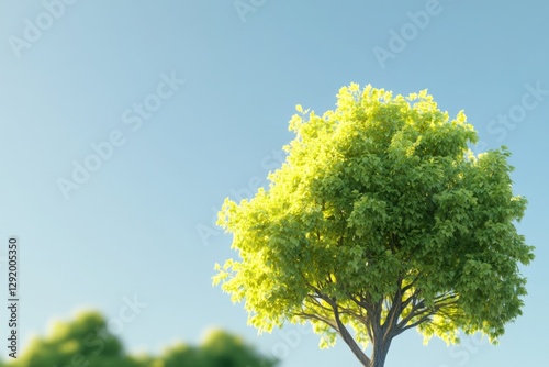 lush green tree against a clear blue sky