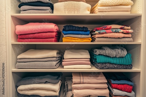 Minimalist Organized Closet with Color-Coordinated Shelves,ideal for home organization, interior design, and decluttering concepts