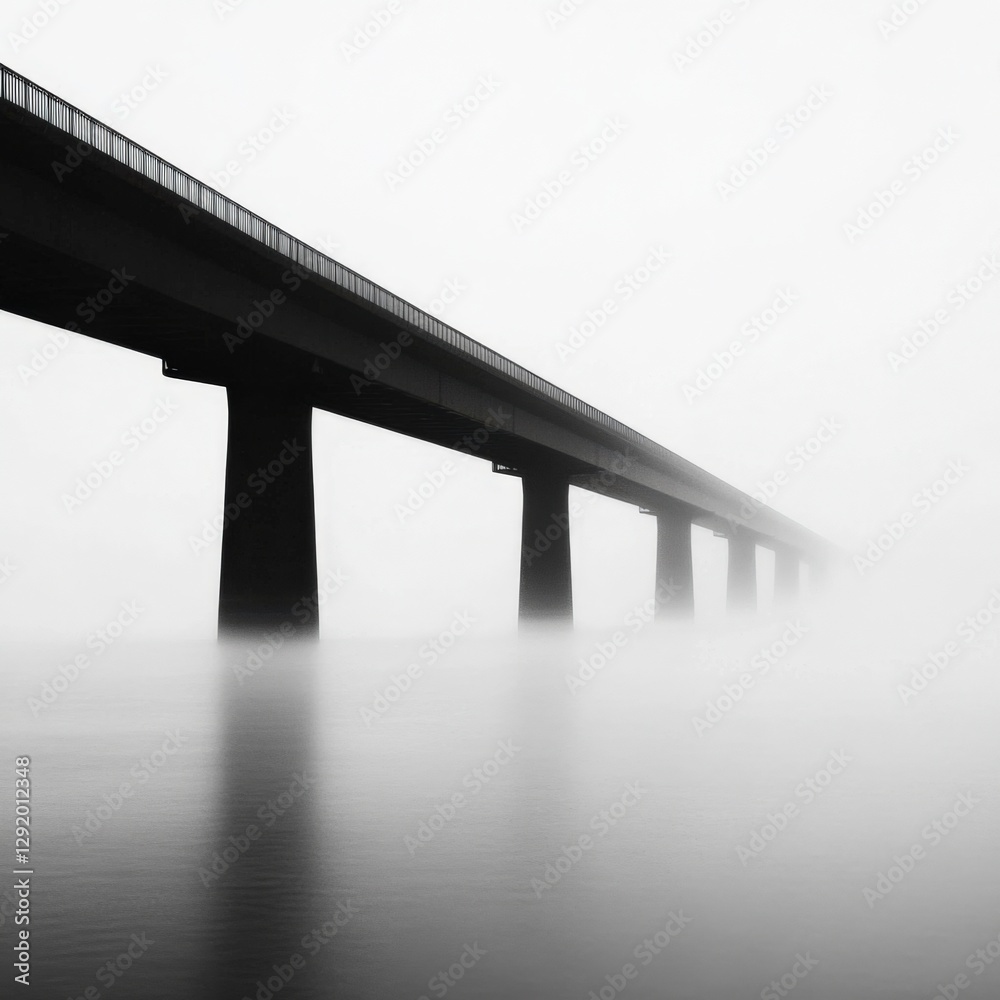 Bridge in fog with minimalist view. Bridge in fog with minimalist view.