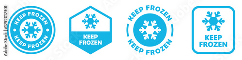 Vector Keep Frozen Stickers with snowflake isolated on white. Refrigerated product packaging labels.
