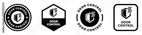 Vector icons for labeling and packaging - odor control. Vector isolated on white.