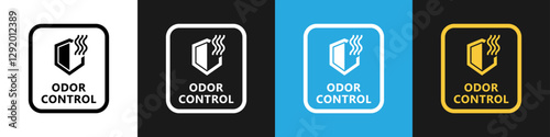 Odor control - vector icon with shield. Sticker for packaging isolated on different backgrounds.