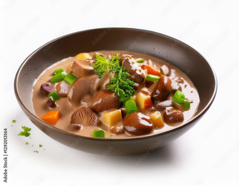 Fotografía de estudio profesional estofado cremoso de ternera con vegetales y champiñones, fondo blanco, estilo ultrarrealista, realista, 4k
Fotografía de estudio profesional estofado cremoso de ternera con vegetales y champiñones, fondo blanco, estilo ultrarrealista, realista, 4k