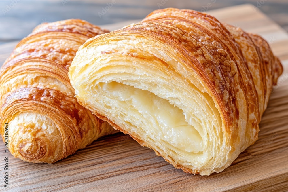 Fototapeta premium Flaky French Croissant with Golden Layers