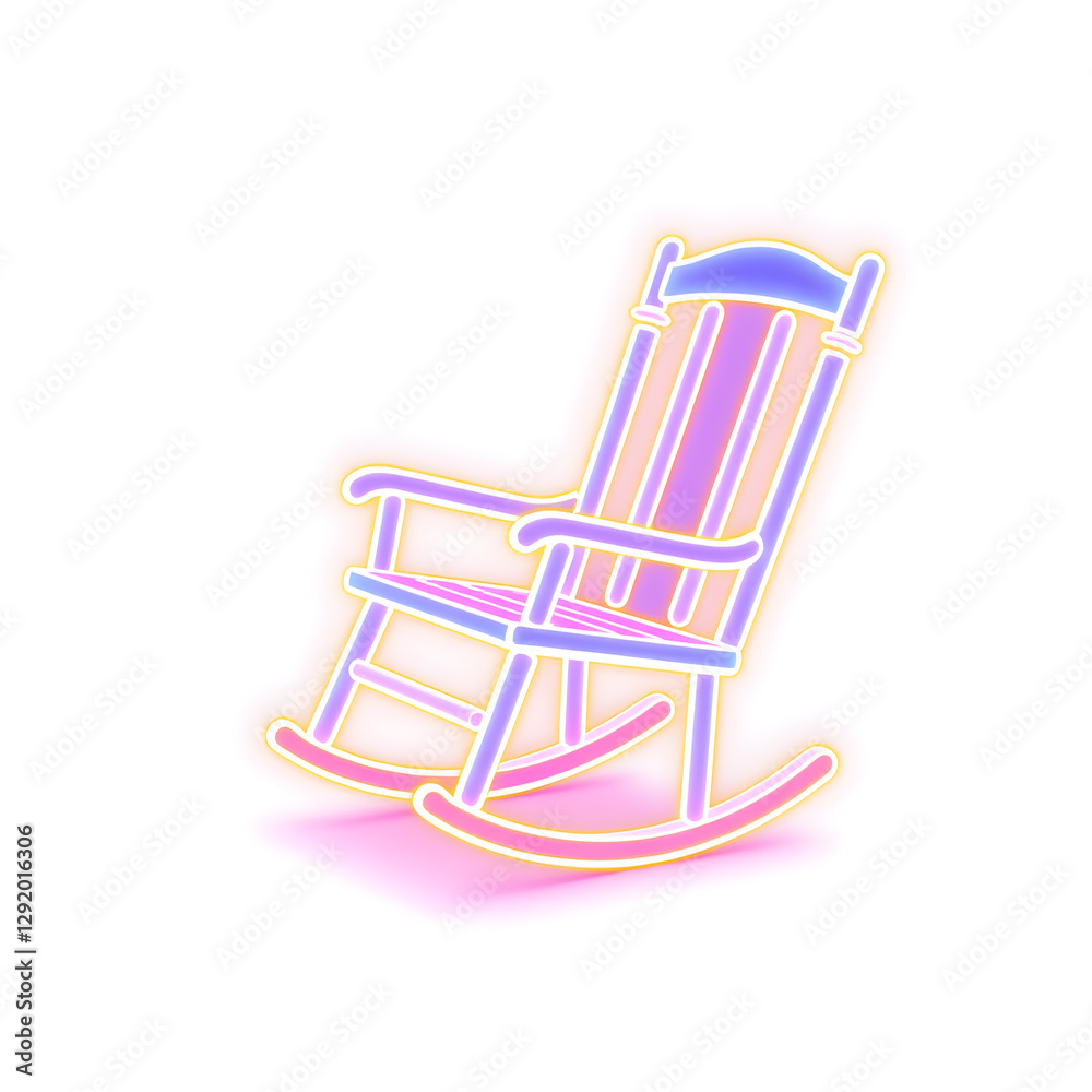rocking chair holographic 3D icon. neon symbol vector illustration isolated on white background. Generative AI rocking chair holographic 3D icon. neon symbol vector illustration isolated on white background. Generative AI