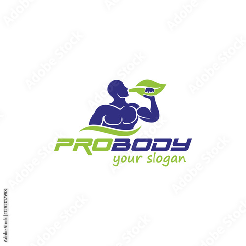 natural health fitness logo design vector