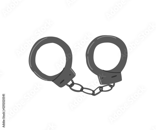 Handcuffs in a flat style. Justice, arrest. Hand drawn vector illustration.