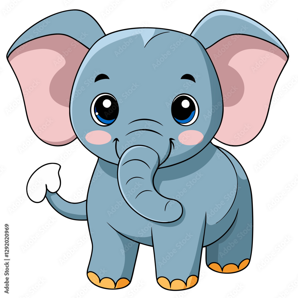 Naklejka premium Watercolor illustration of cute baby elephant