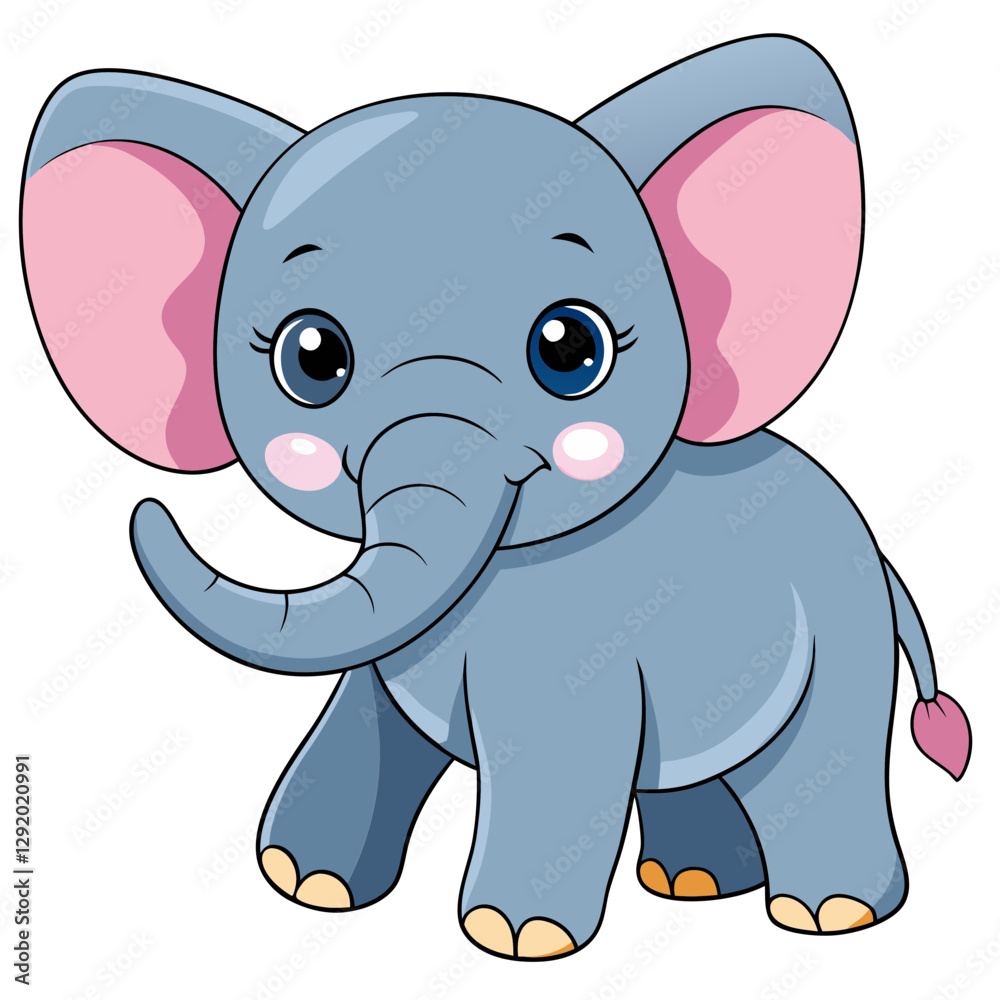 Fototapeta premium Watercolor illustration of cute baby elephant
