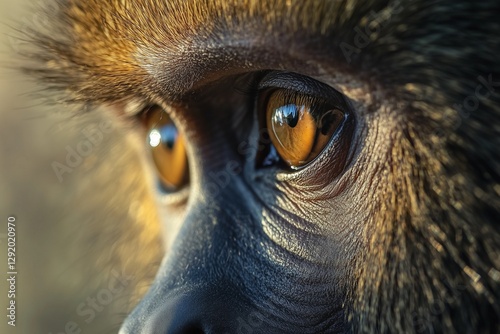 Golden-Eyed Primate Close-Up