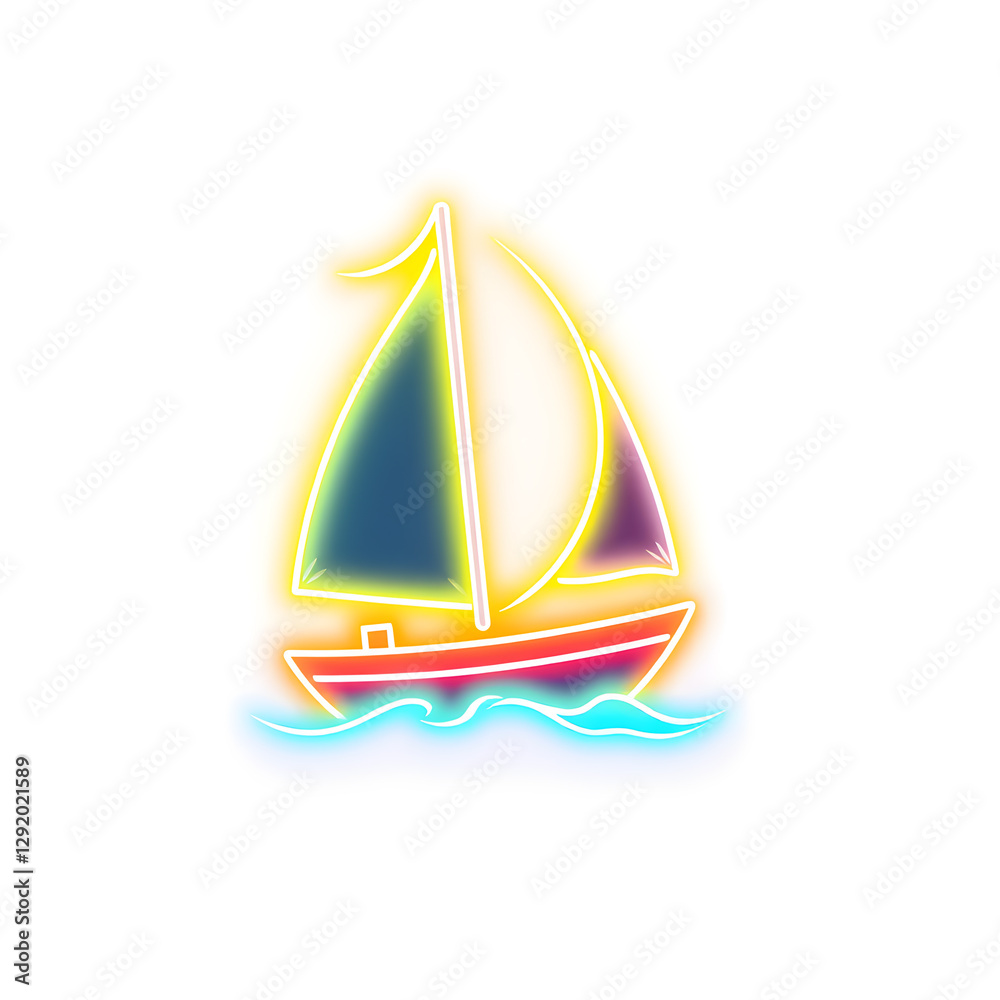 Sailboat holographic 3D icon. neon symbol vector illustration isolated on white background. Generative AI Sailboat holographic 3D icon. neon symbol vector illustration isolated on white background. Generative AI