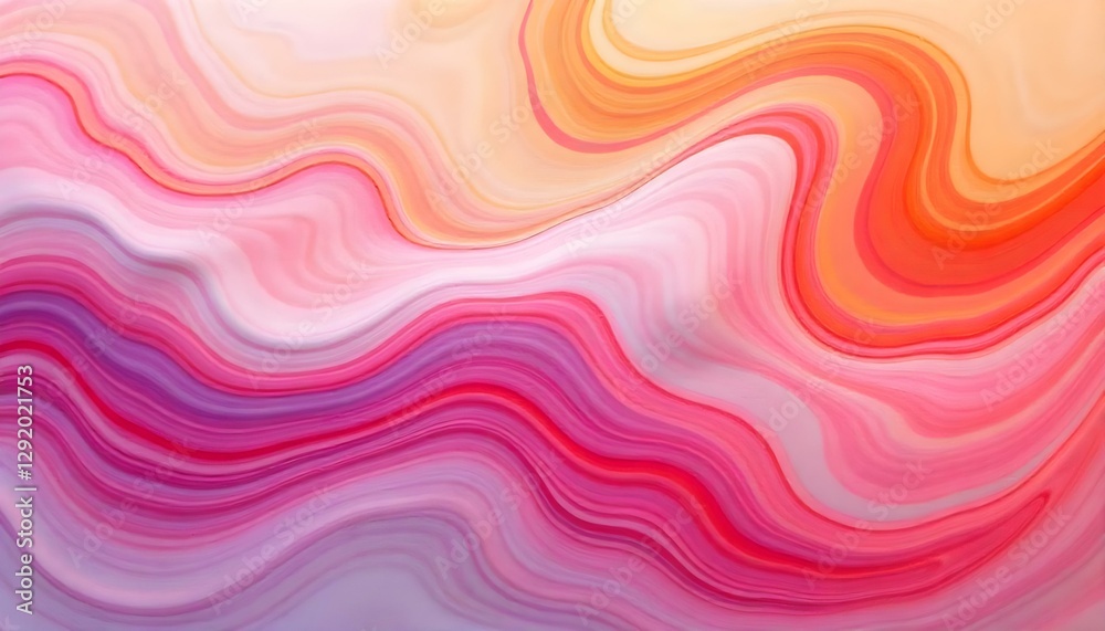 Obraz premium Remolinos abstractos de pintura rosa, violeta y blanca que se mezclan entre sí, creando un efecto jaspeado, con una textura suave y brillante, en un estudio