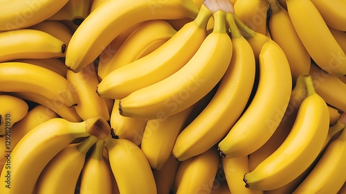 Ripe bananas piled high, close-up view, market display photo