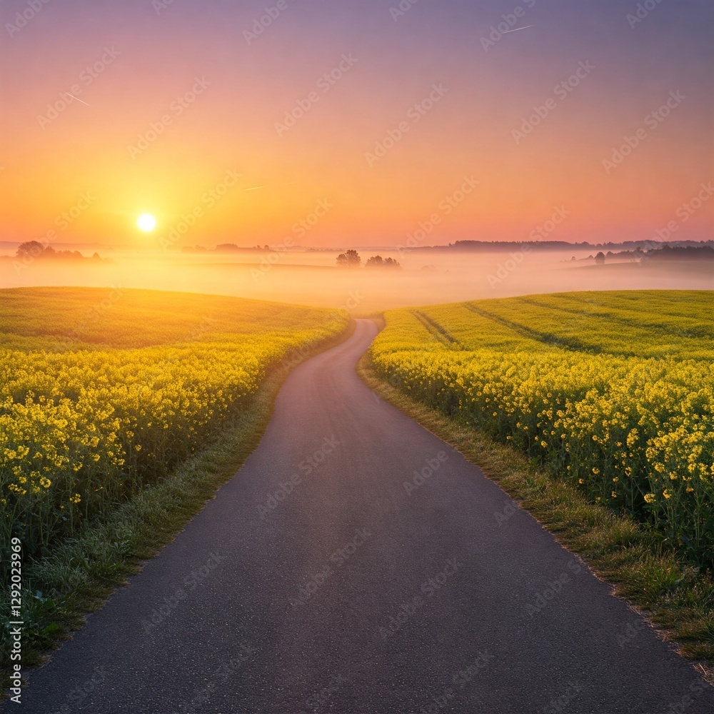 Naklejka premium sunset over the road