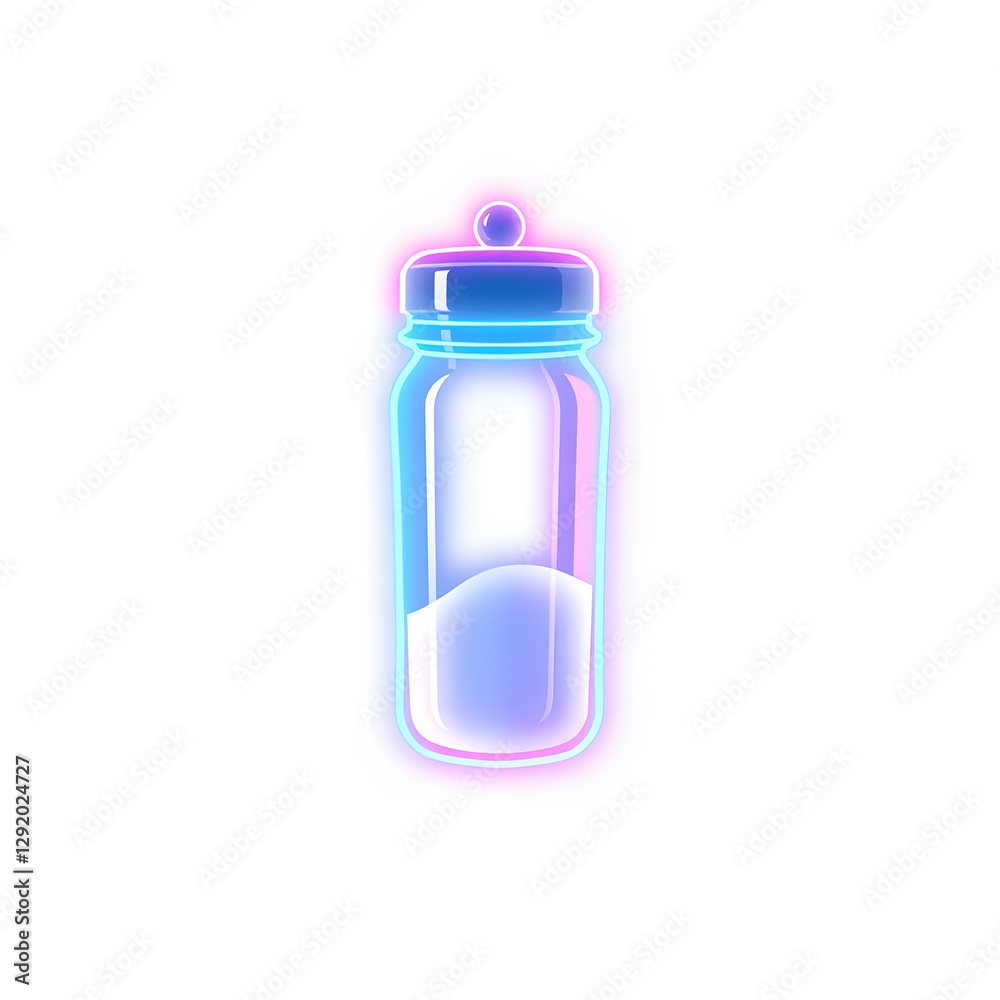 salt shaker holographic 3D icon. neon symbol vector illustration isolated on white background. Generative AI salt shaker holographic 3D icon. neon symbol vector illustration isolated on white background. Generative AI