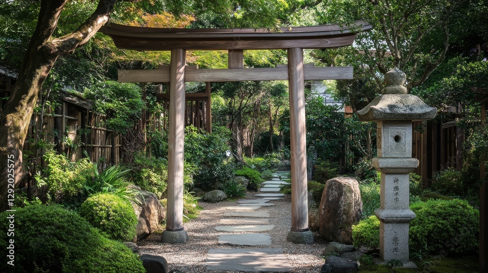 Traditional Japanese Torii gate-style yard entrance. Traditional Japanese Torii gate-style yard entrance.