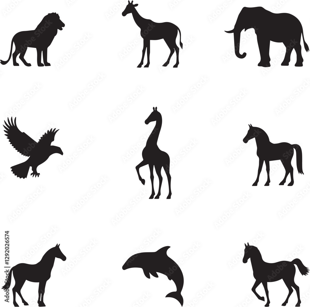Obraz premium set of silhouettes of animals 