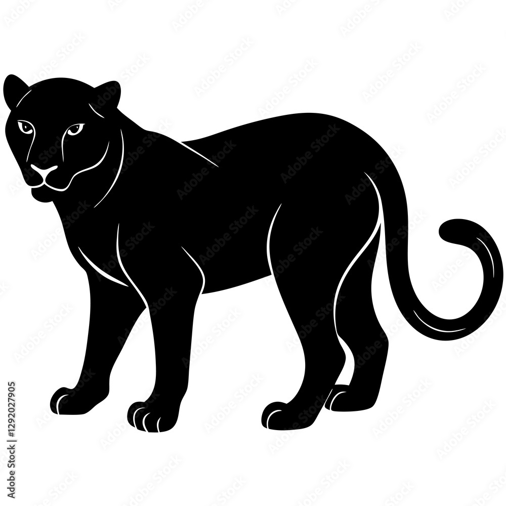 Obraz premium Panther Silhouette Vector Icon High-Quality Design on White Background.