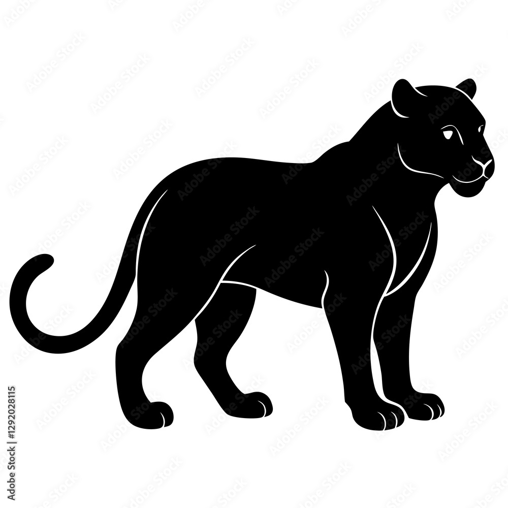 Naklejka premium Panther Silhouette Vector Icon High-Quality Design on White Background.
