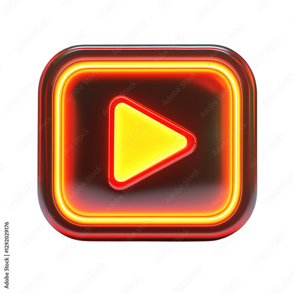 Glowing YouTube Play Button Icon with Red and Yellow Isolated on Transparent Background Glowing YouTube Play Button Icon with Red and Yellow Isolated on Transparent Background