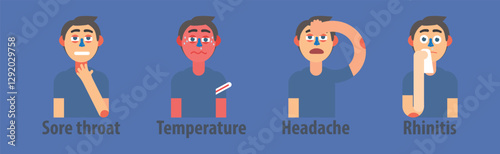 Symptom of Flu and Cold Disease Vector Set