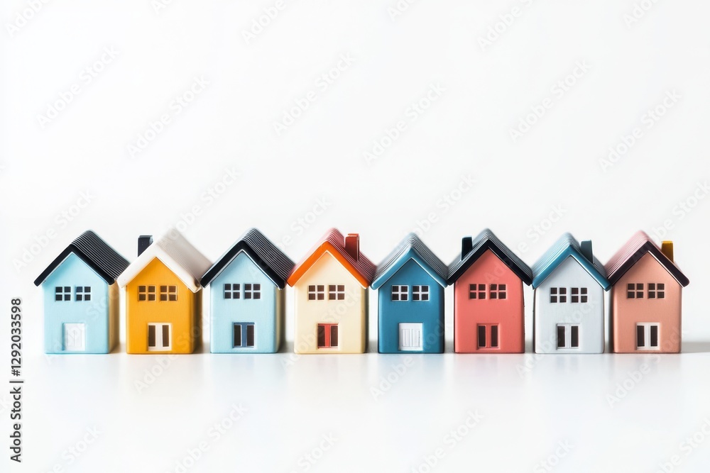 Isolated 3D render of charming miniature homes. Isolated 3D render of charming miniature homes.