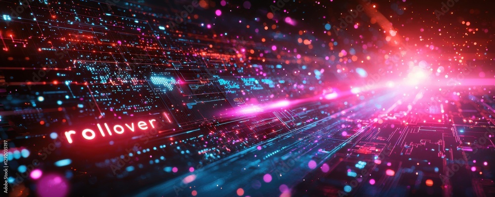 Fototapeta premium Futuristic digital artwork featuring illuminated technology and glowing cyber elements