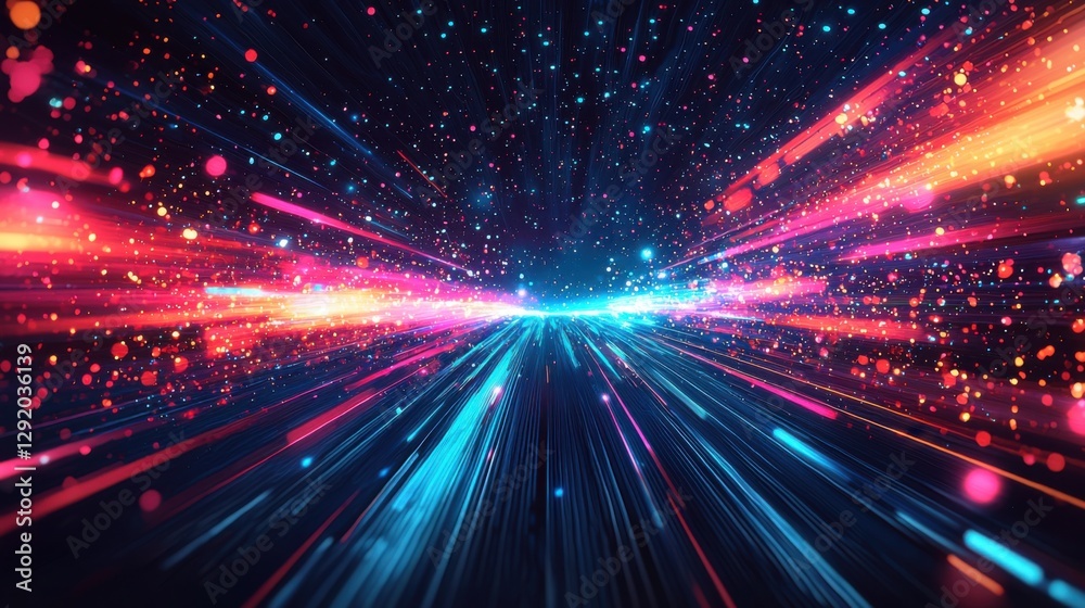 Fototapeta premium Neon Speed Lines, Glittering Trail