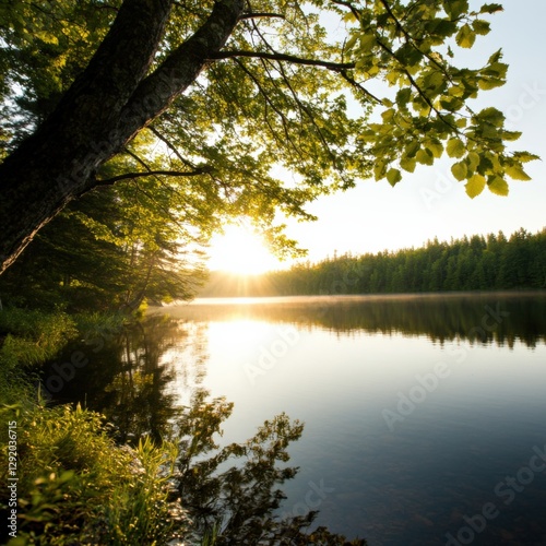 Sunlit Serenity: Lake at Sunrise