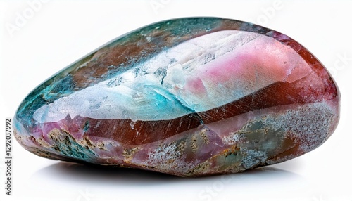 macro shooting of natural gemstone raw mineral lepidolite madagascar isolated object on a white background