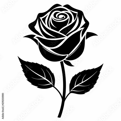 silhouette of rose isolated on white background. Vector illustration., Adobe Illustrator Artwork